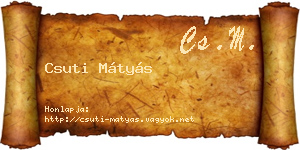Csuti Mátyás névjegykártya